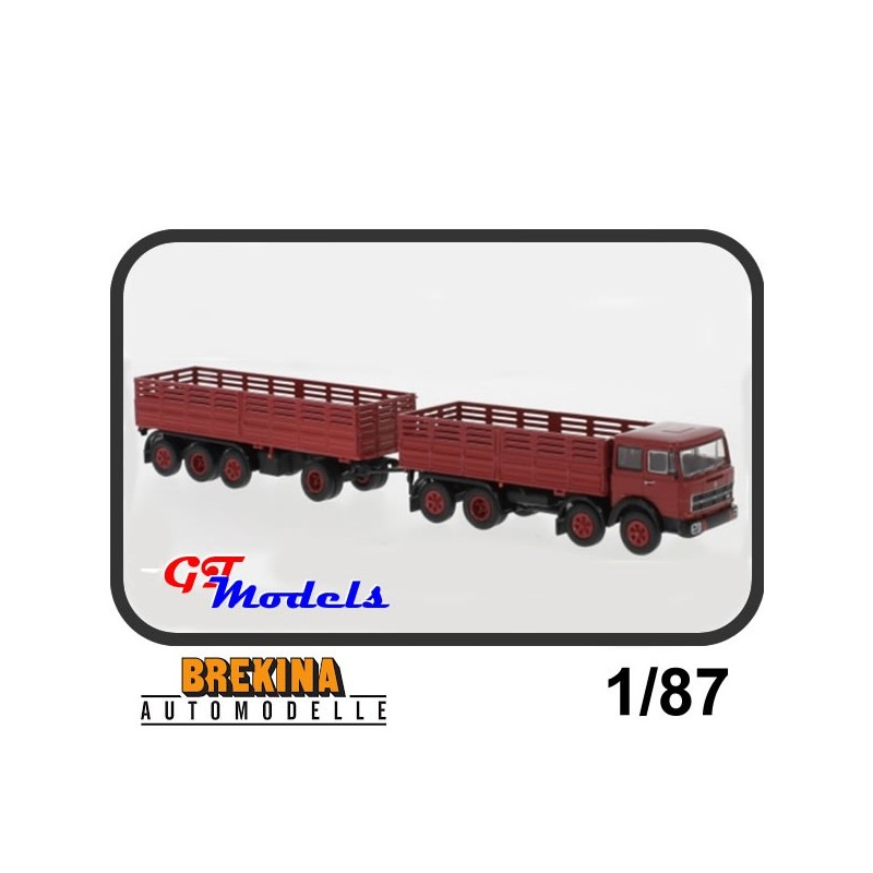 Fiat 691 Millepiedi -rood - Brekina miniatuur vrachtwagen 1:87