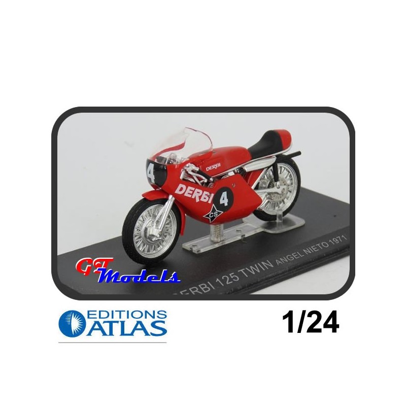 Derbi 125 Twin Angel Nieto 1971 - Edition Atlas Moto GP miniatuur 1:24
