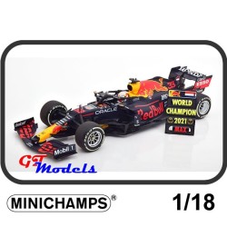 Red Bull Honda RB16B Max Verstappen Winner Abu Dhabi GP 2021 + Pitboard - Minichamps modelauto 1:18