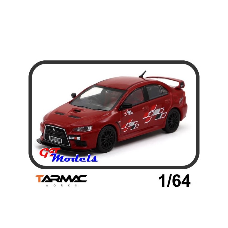 Mitsubishi Lancer Evolution X Ralliart rood -Tarmac Works miniatuur auto 1:64