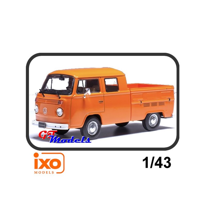 VW T2b DOUBLE CABIN PICK UP 1982 Oranje- Ixo miniatuur auto 1:43