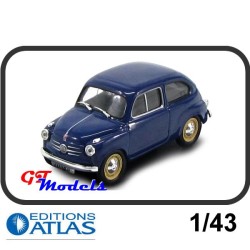Fiat 600 1957 Blauw - Atlas miniatuur auto 1:43